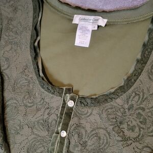 Coldwater Creek Olive Lace Blouse